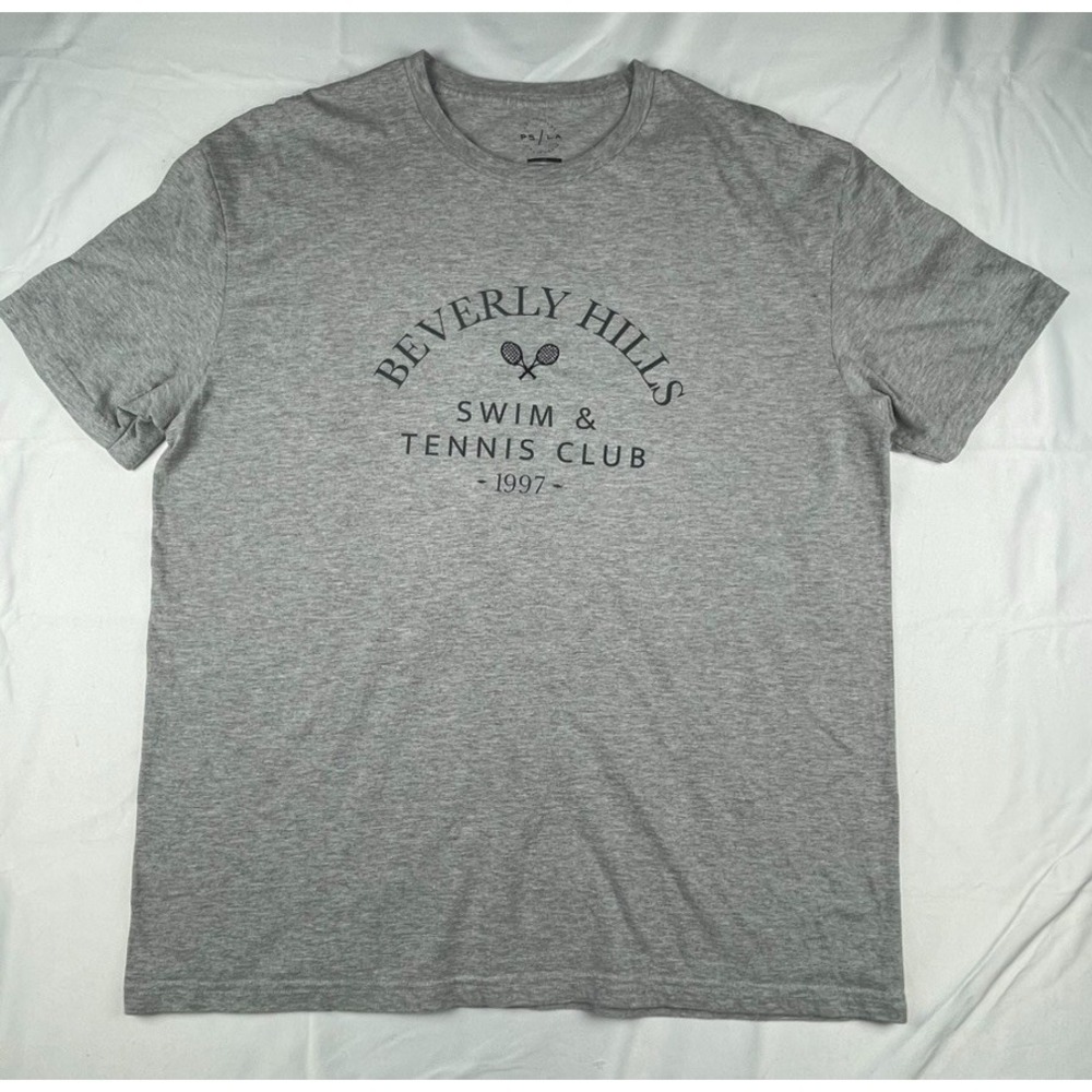 PSLA BEVERLY HILLS SWIM & TENNIS CLUB T SHIRT GREY SHORT SLEEVE MENS LARGE